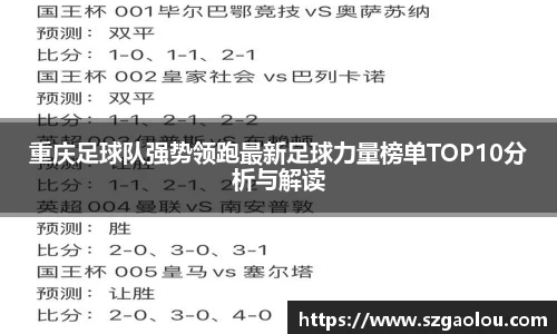 重庆足球队强势领跑最新足球力量榜单TOP10分析与解读